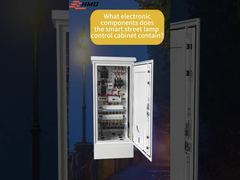 What electronic components does the smart street lamp control cabinet contain?